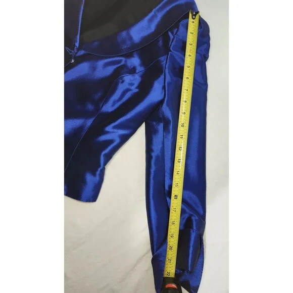 VNT Georgiou Studio Blue Shiny Blazer Size 12 + Unbranded Skirt Set Womens Suit - Picture 15 of 16